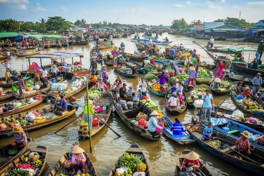 Cần Thơ nổi tiếng với những phiên chợ nổi mang đậm bản sắc văn hóa .